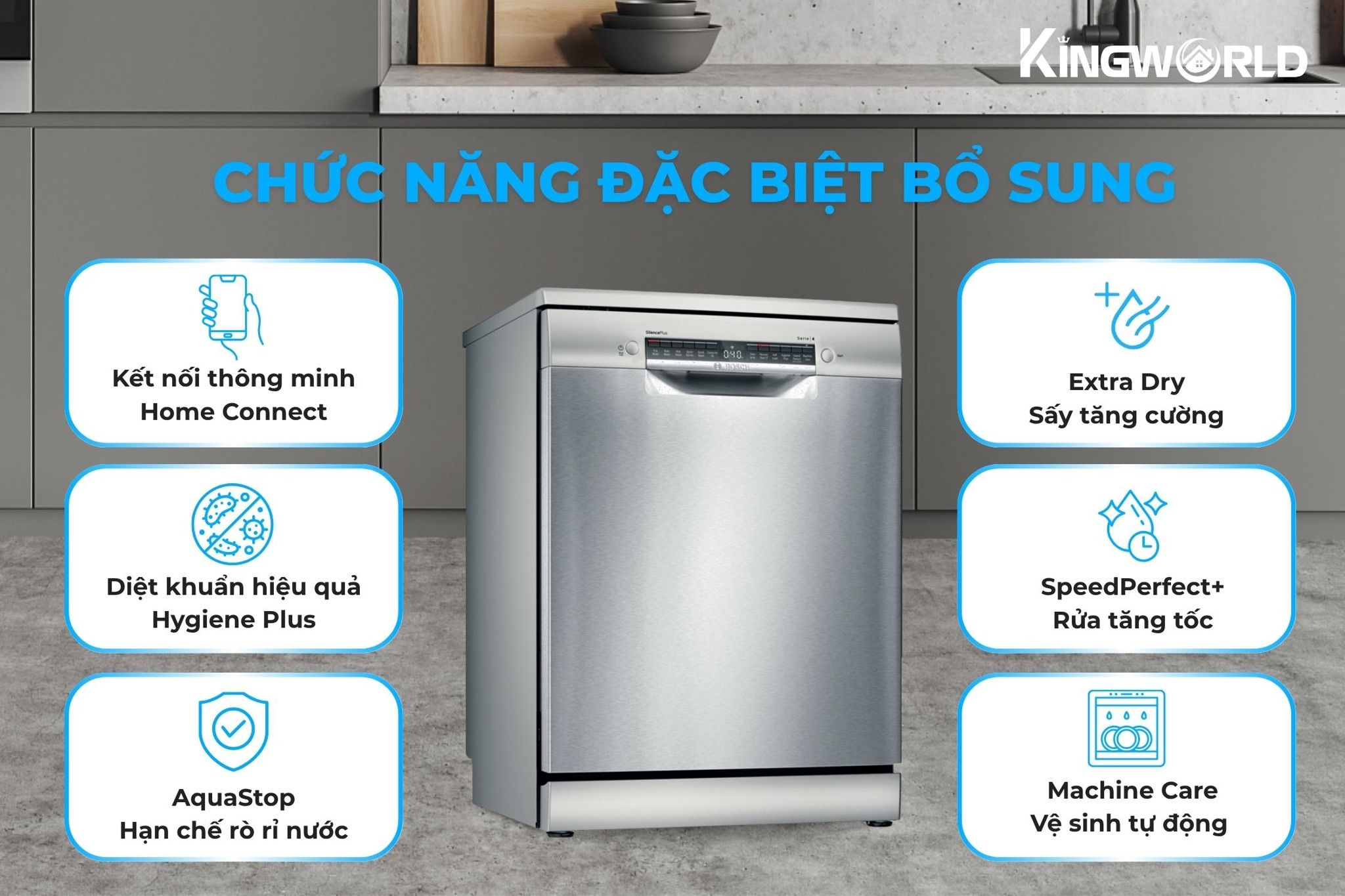 Bosch SMS4IVI01P tích hợp thêm nhiều công nghệ ưu việt