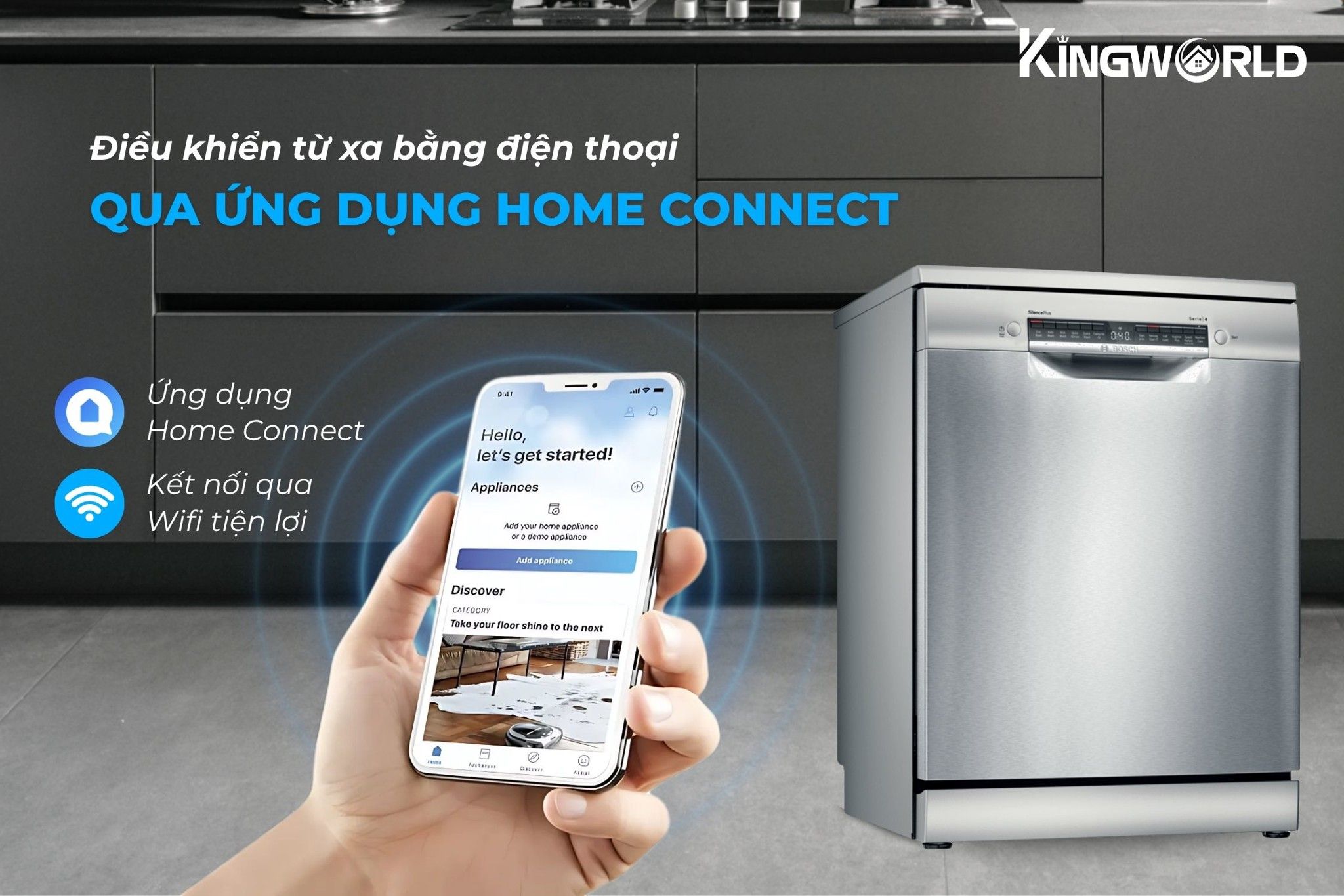 Bosch SMS4IVI01P có thể kết nối từ xa qua Home Connect