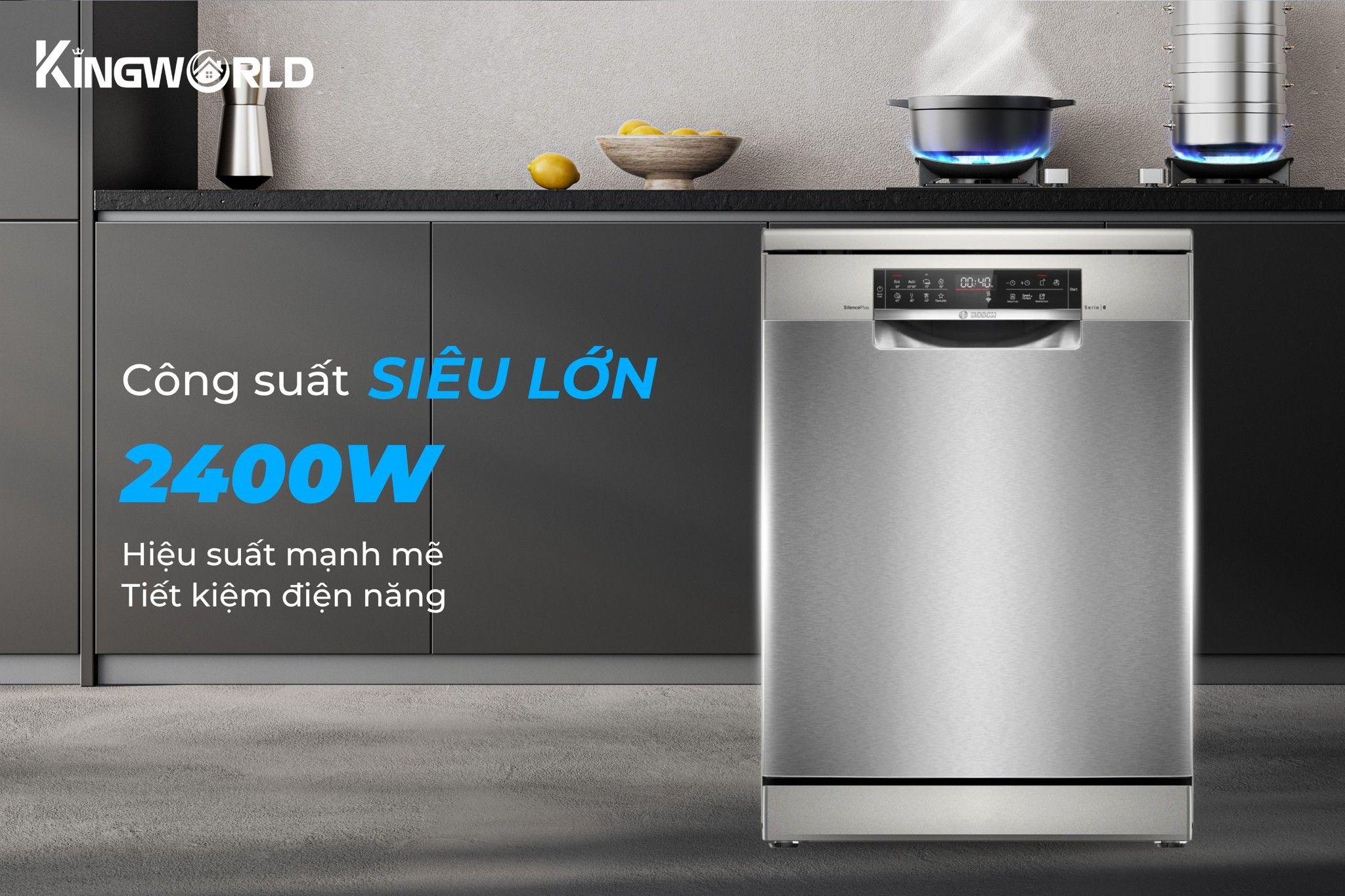 Máy rửa bát&nbsp;SMS6ECI93E sở hữu hiệu suất rửa 2400W