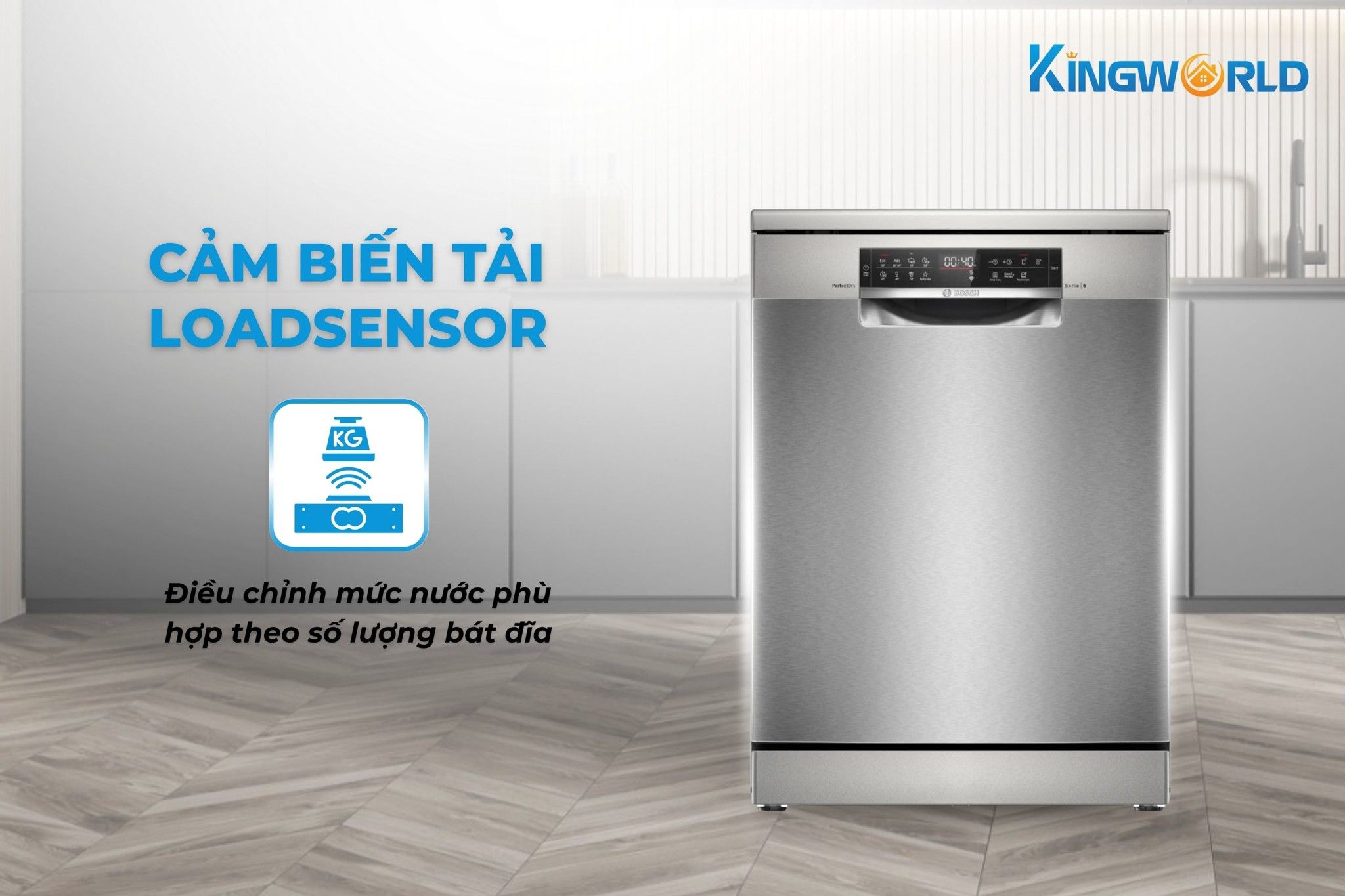 Bosch SMS6ZCI49E tích hợp cảm biến LoadSensor tiện lợi
