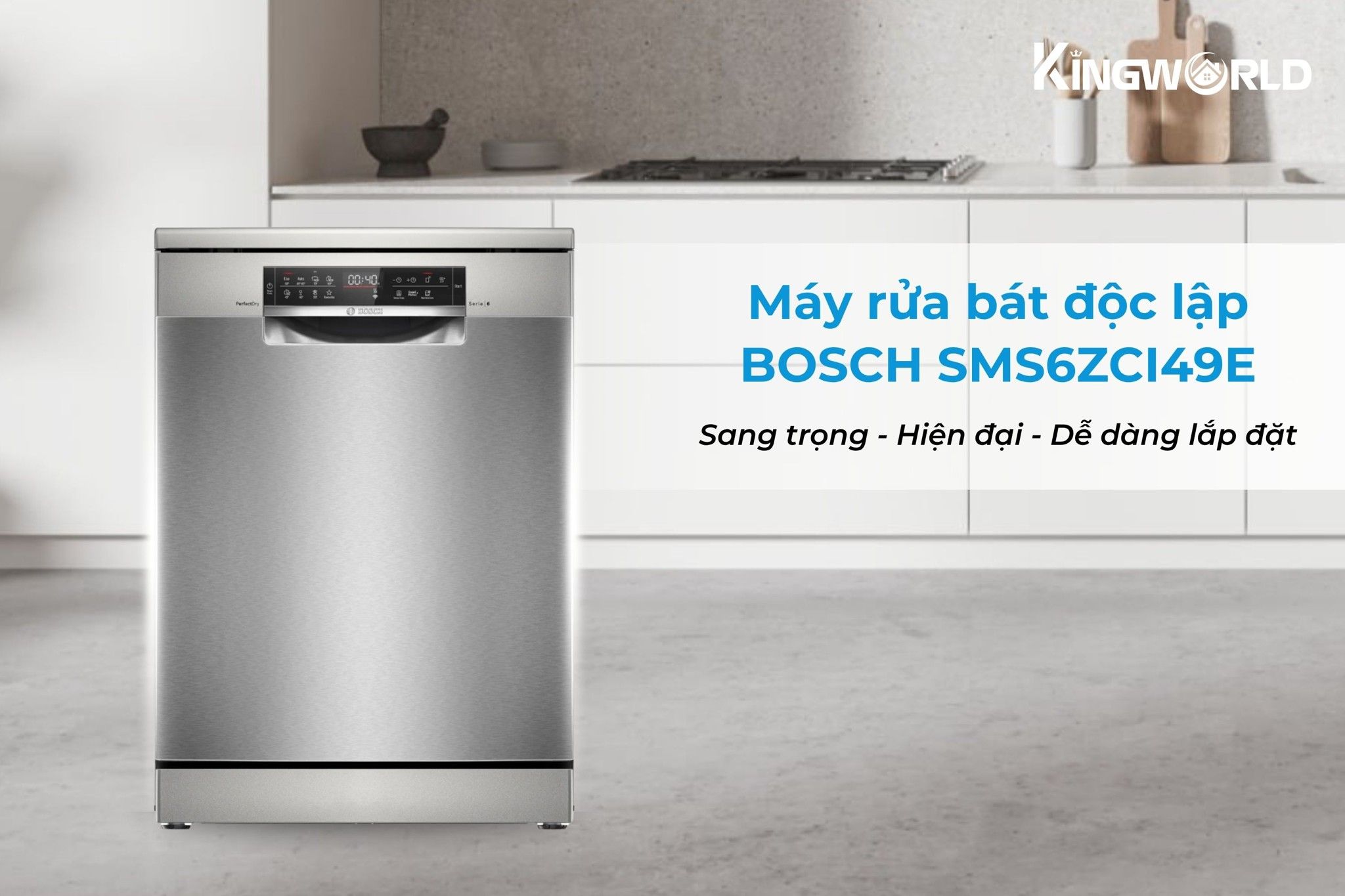 Bosch SMS6ZCI49E thiết kế độc lập, dễ dàng lắp đặt
