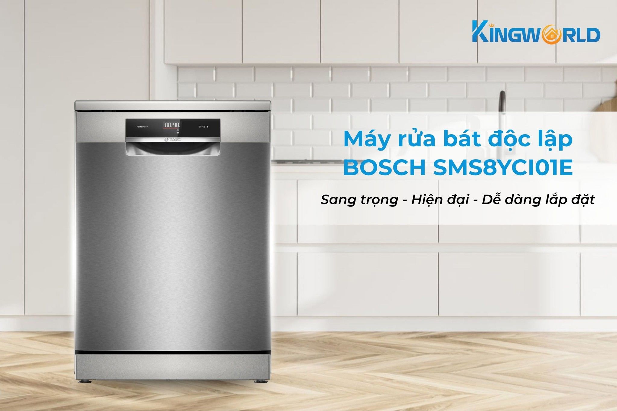 Máy rửa chén Bosch SMS8YCI01E được thiết kế dạng độc lập