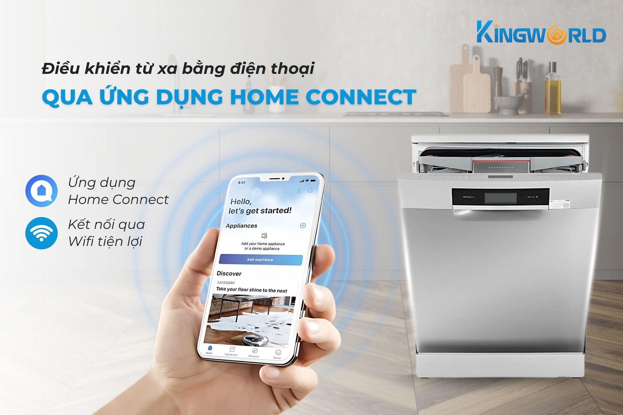 Bosch SMS8YCI01E có thể điều khiển máy rửa chén từ xa