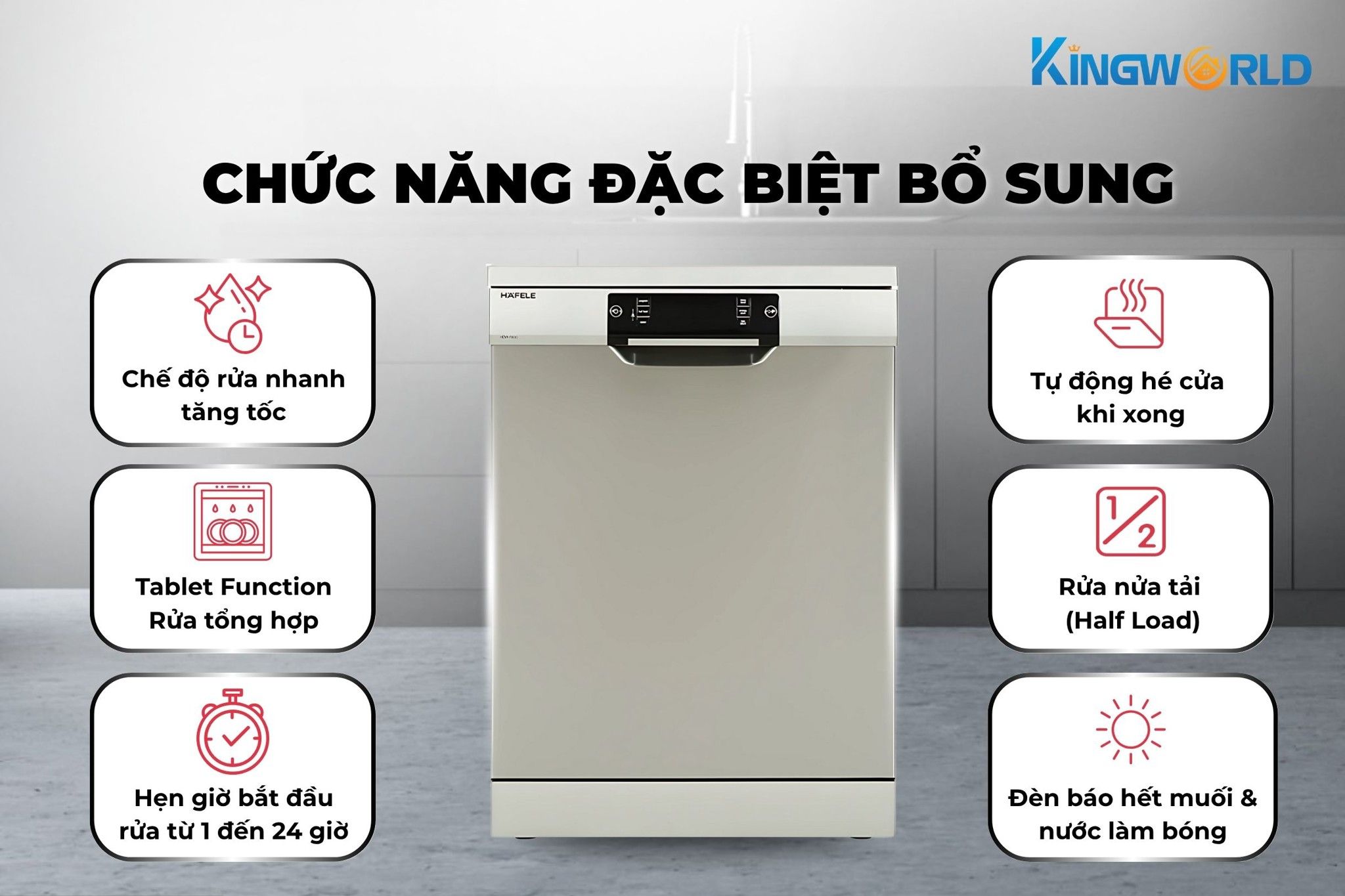 Hafele HDW - F60C tích hợp nhiều chương trình bổ sung