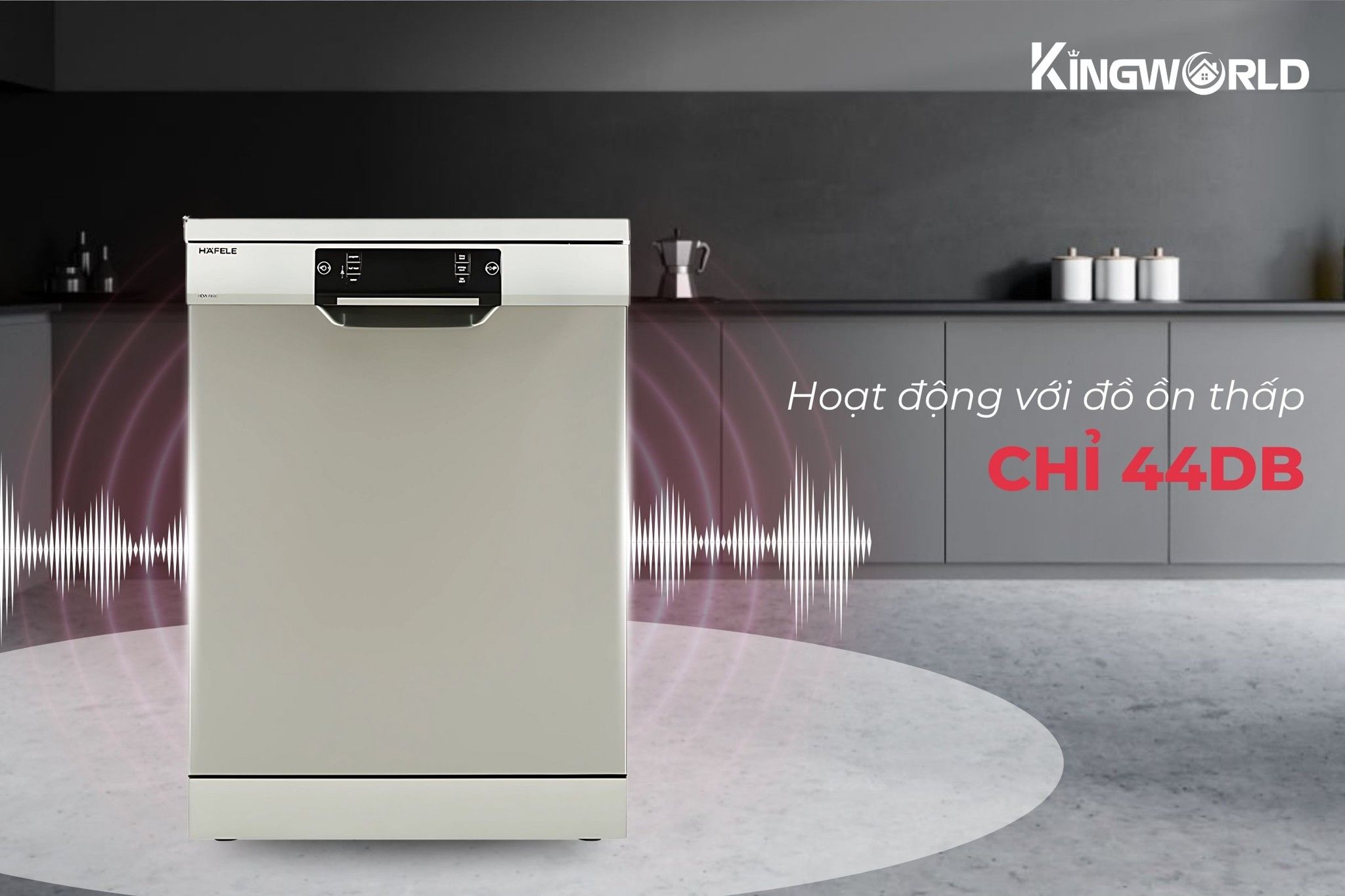 Hafele HDW - F60C hoạt động êm ái, độ ồn thấp 44dB