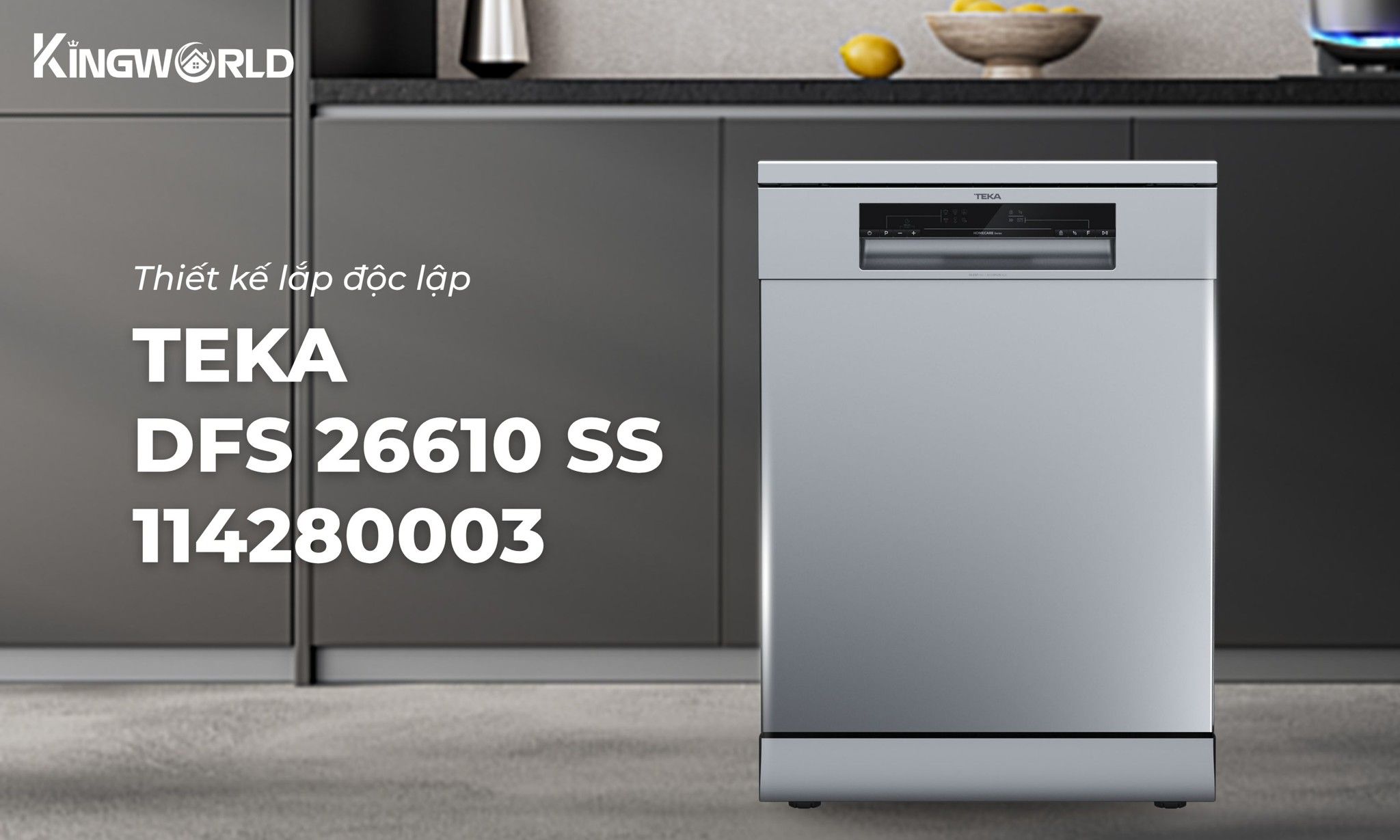 Máy rửa bát 12 bộ&nbsp;Teka DFS 26610 SS 114280003 có thiết kế dạng độc lập