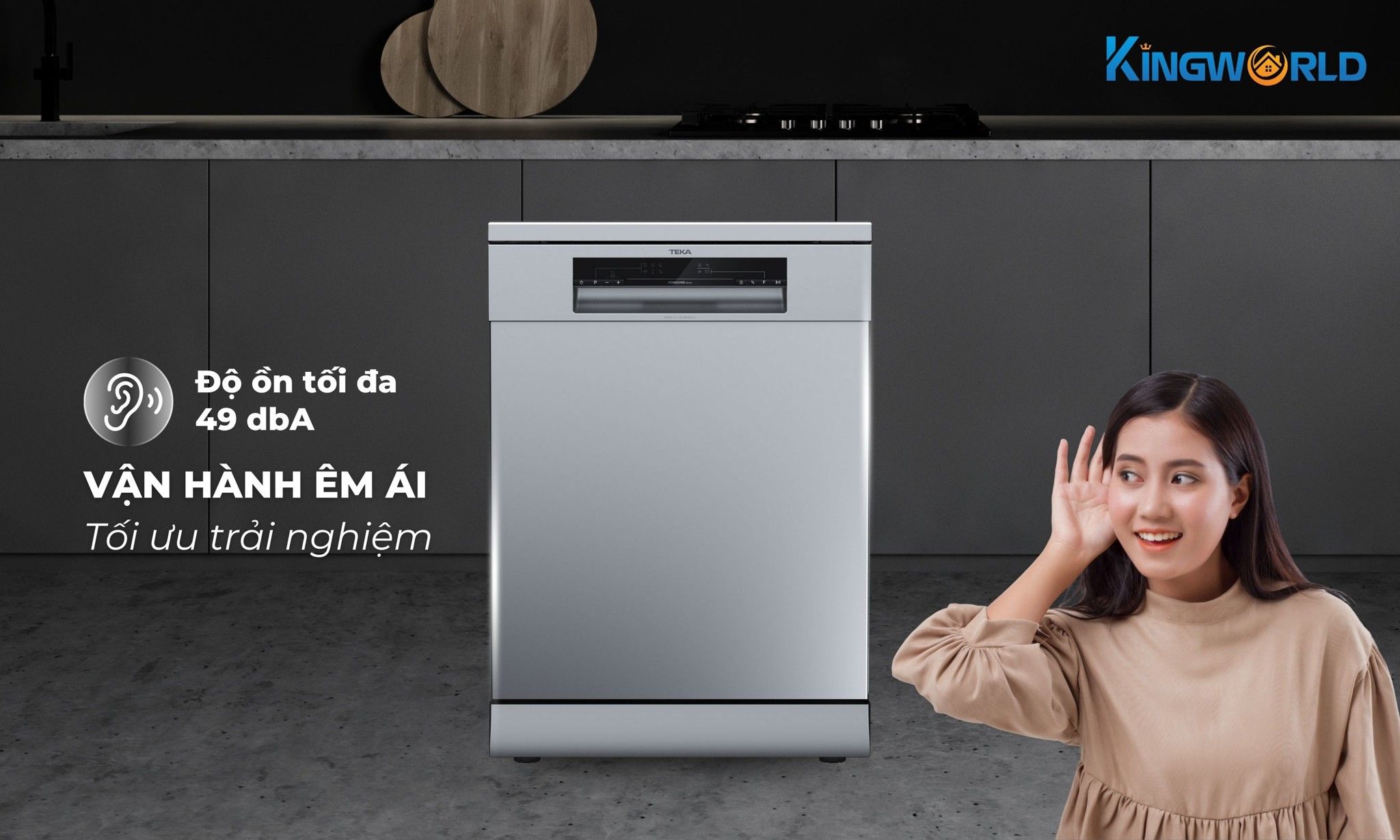 Máy rửa chén&nbsp;Teka DFS 26610 220 50 SS hoạt động êm ái