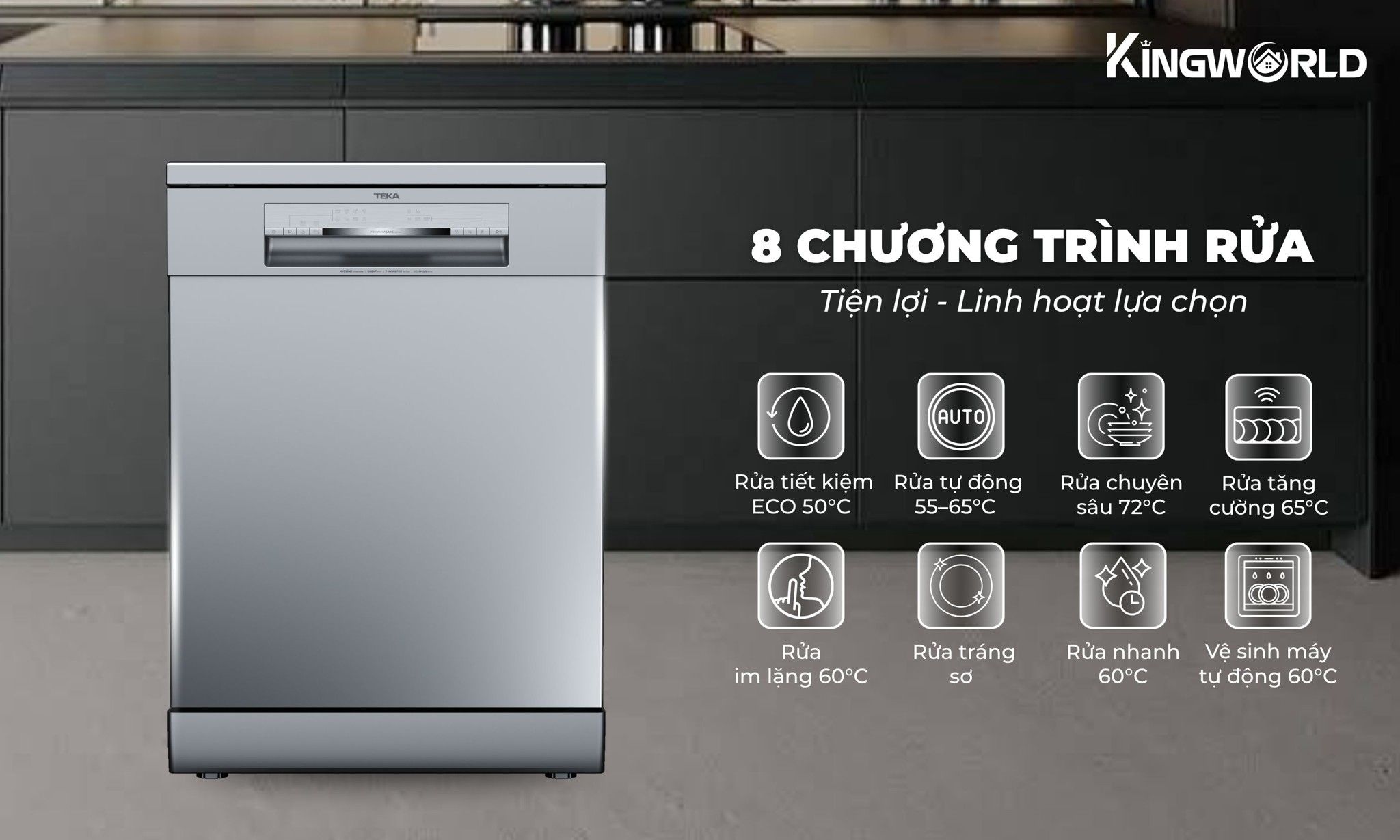 Sản phẩm cung cấp tới 8 chế độ rửa chuyên biệt