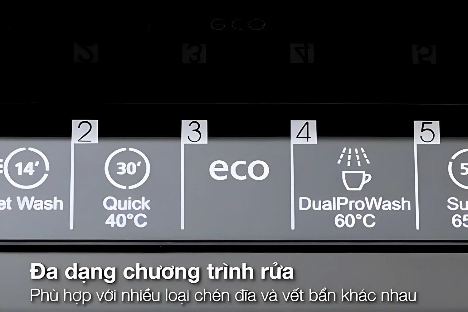 Đa dạng chương trình rửa, linh hoạt lựa chọn tuỳ nhu cầu