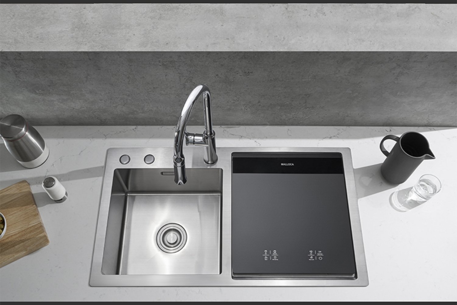 Máy rửa bát Malloca kết hợp chậu rửa