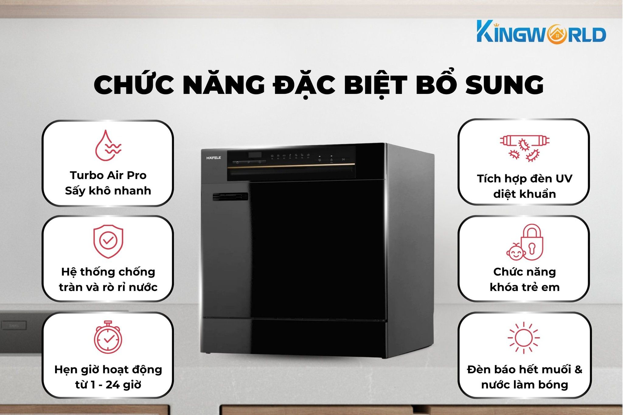 Hafele HDW-T5551B 538.21.340 tích hợp thêm nhiều tính năng đặc biệt