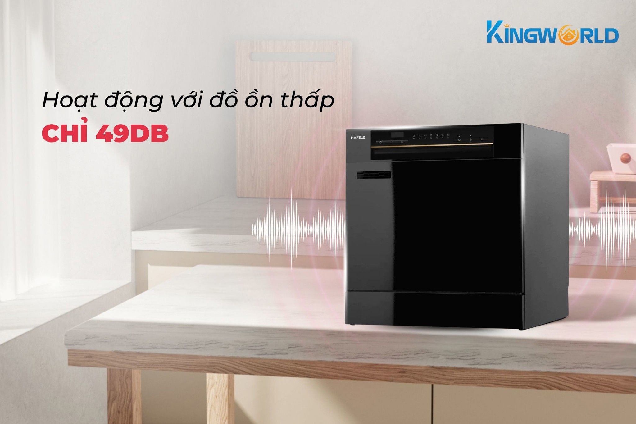 Hafele HDW-T5551B 538.21.340 hoạt động với độ ồn thấp