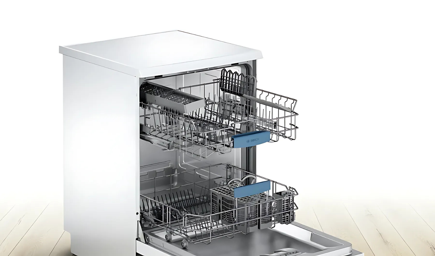 Bosch SMS63L02EA Series tích hợp 2 giàn rửa rộng rãi, có thể kéo trượt dễ dàng