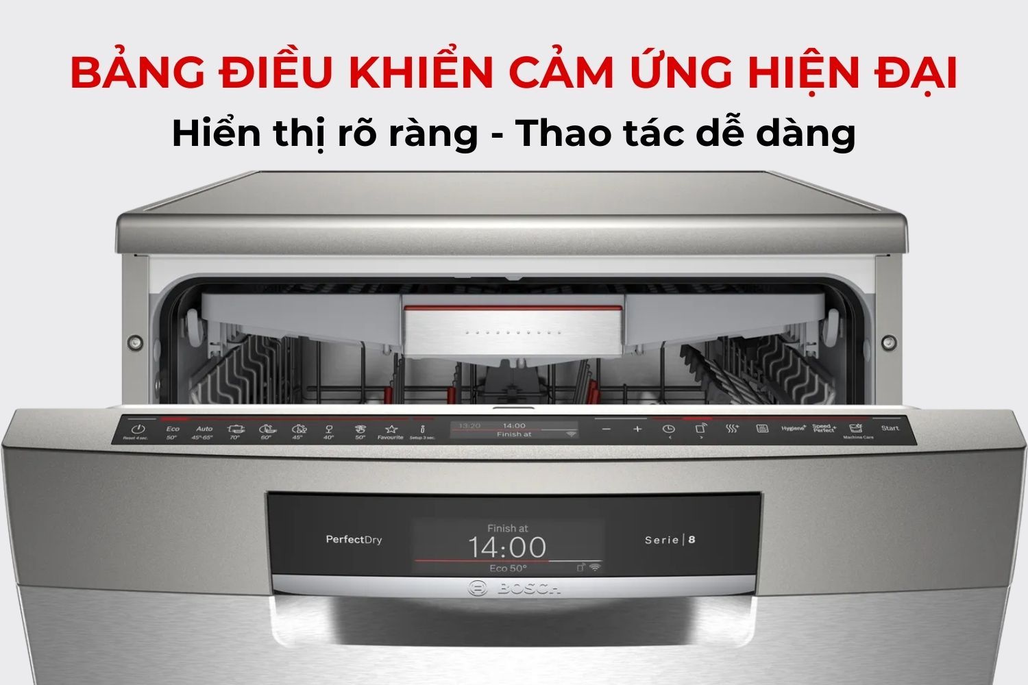 Bảng điều khiển của Bosch Series 8 cũng hiện đại hơn các dòng khác