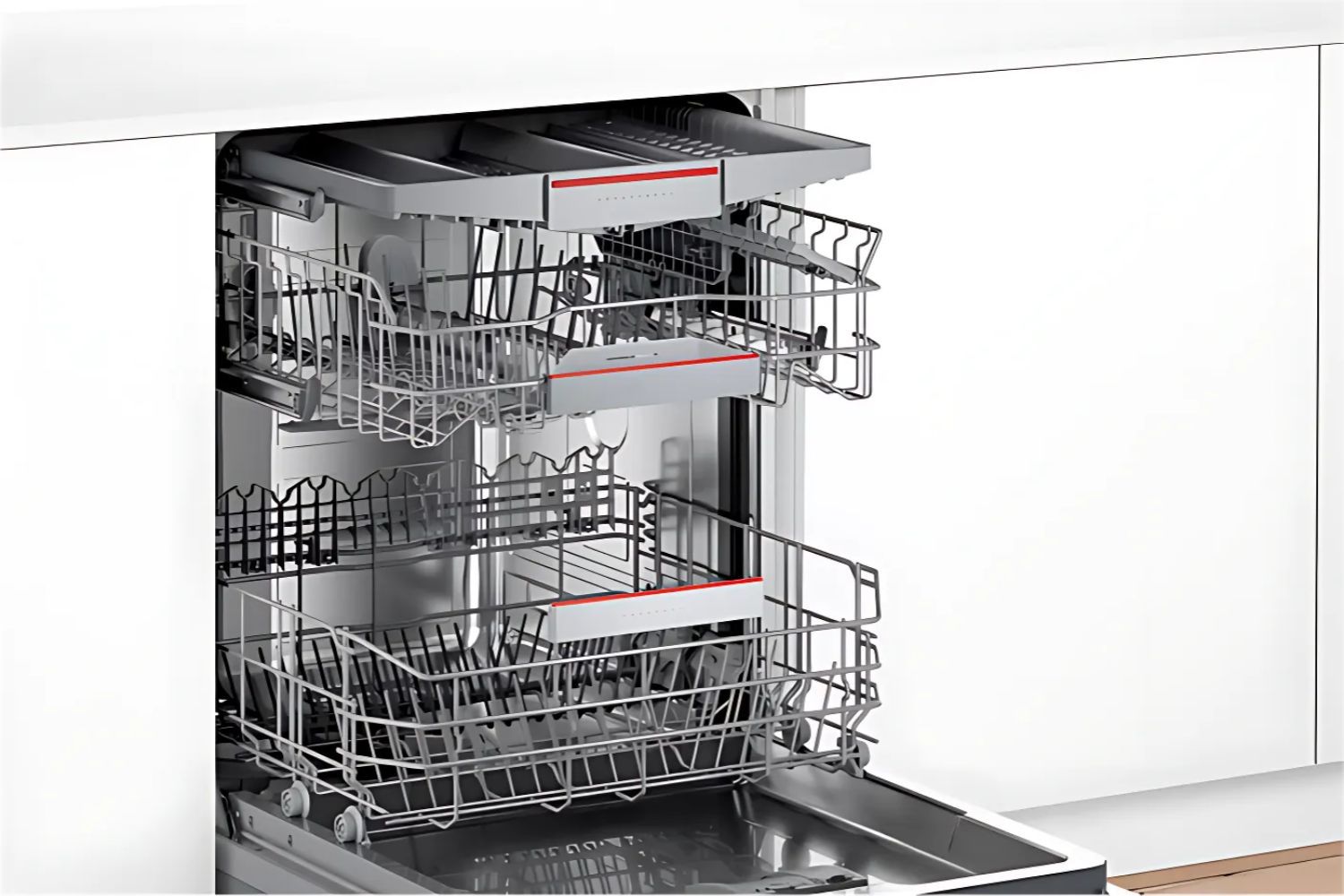 Máy rửa bát Bosch SMV4HCX48E có sức chứa vượt trội với 3 khay rửa rộng rãi