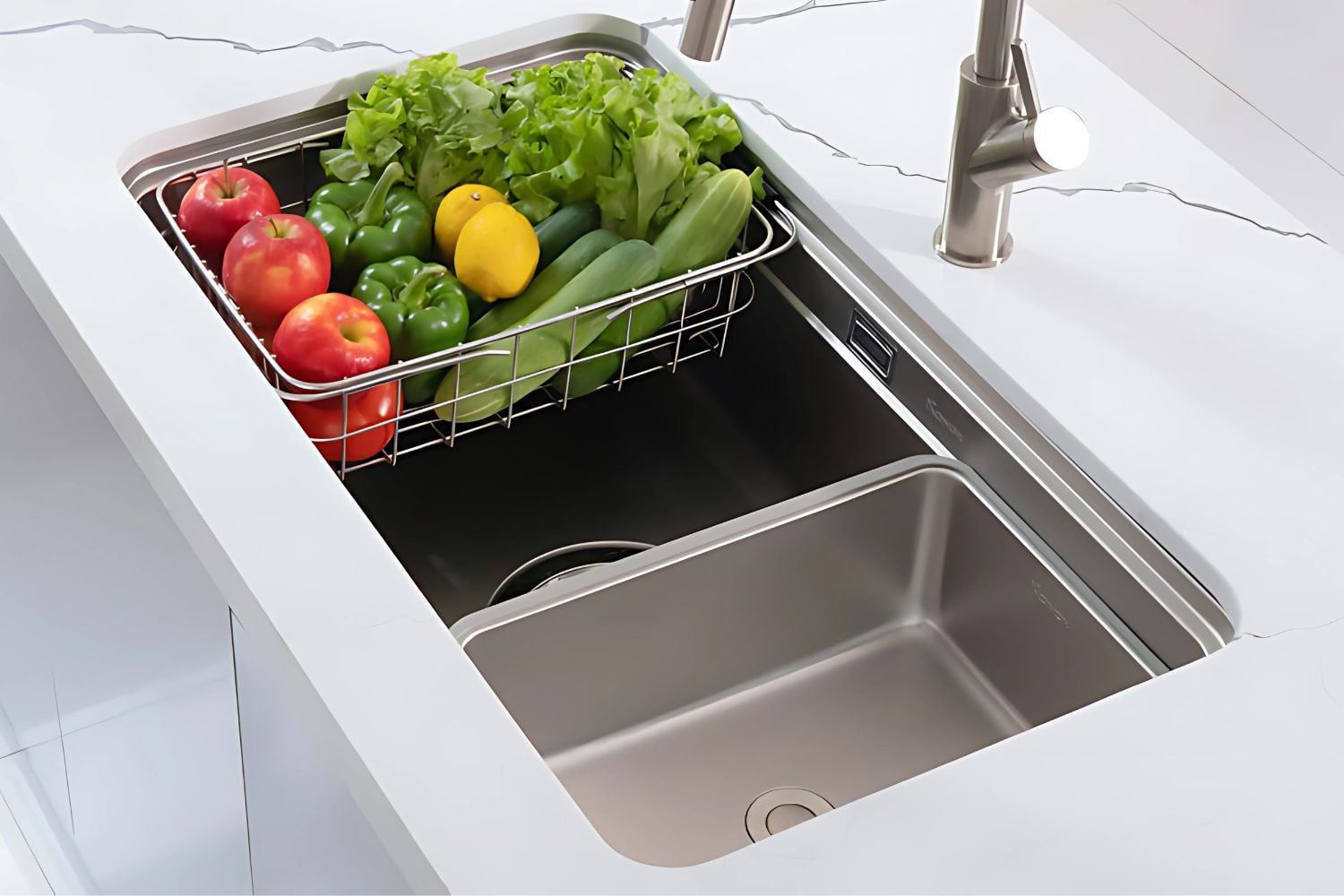 Chậu rửa bát inox thiết kế lắp âm, lắp chìm mặt đá