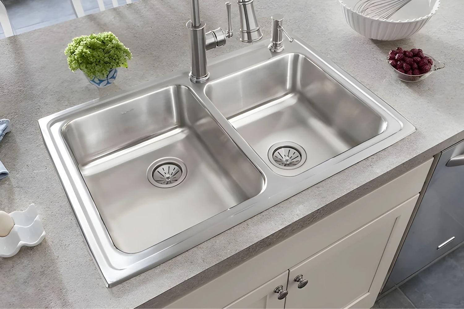 Chậu rửa bát inox thiết kế lắp nổi, lắp trực tiếp trên bàn