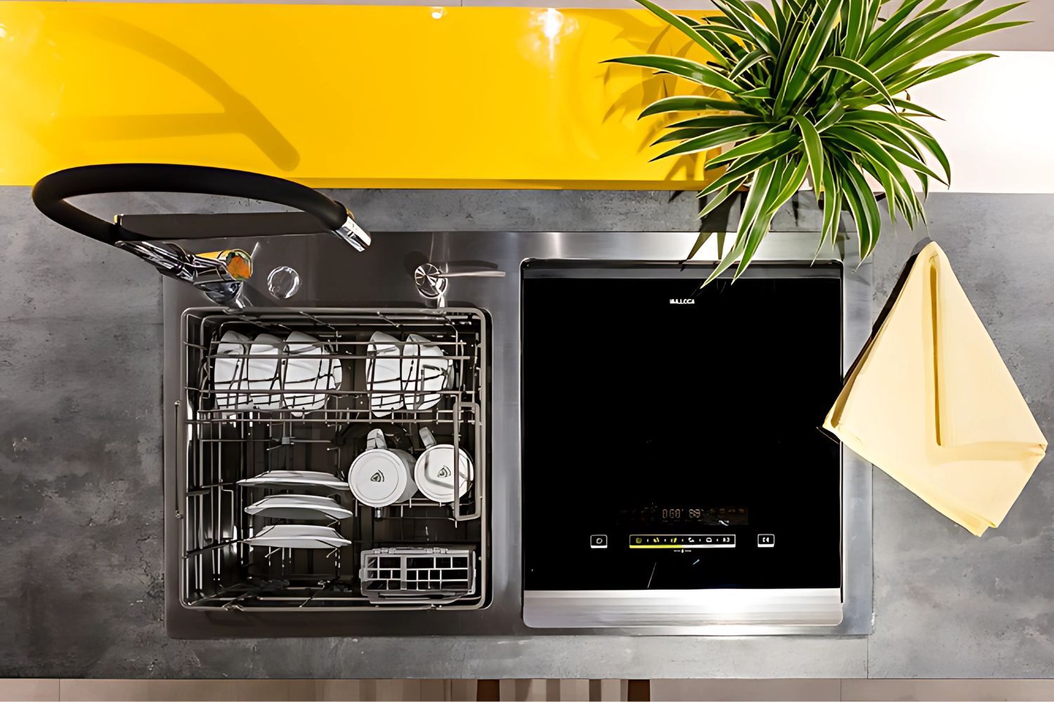 Máy rửa bát kết hợp chậu có sức chứa phù hợp với gia đình ít thành viên