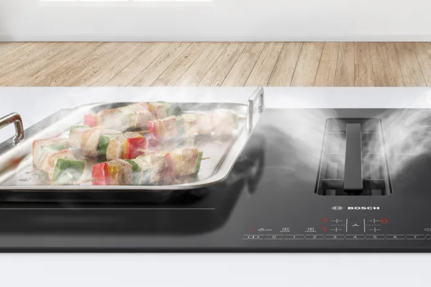Hệ thống hút mùi DownDraft được tích hợp ngay trên bề mặt bếp từ Bosch PVQ731F15E