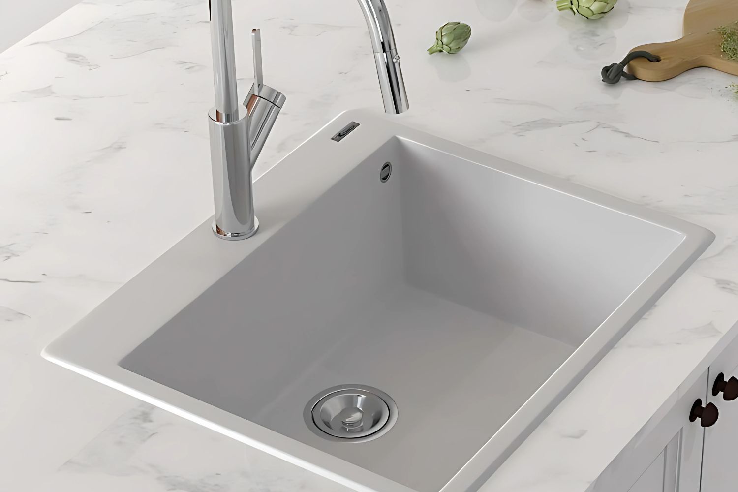 Vị trí lắp vòi tiện lợi trên chậu rửa bát bằng đá