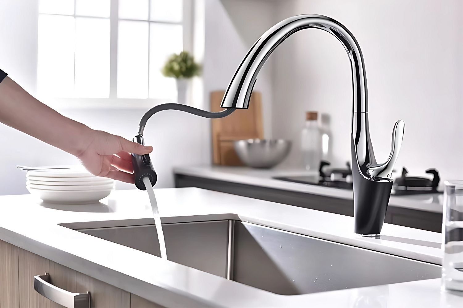 Vòi rửa bát dây rút