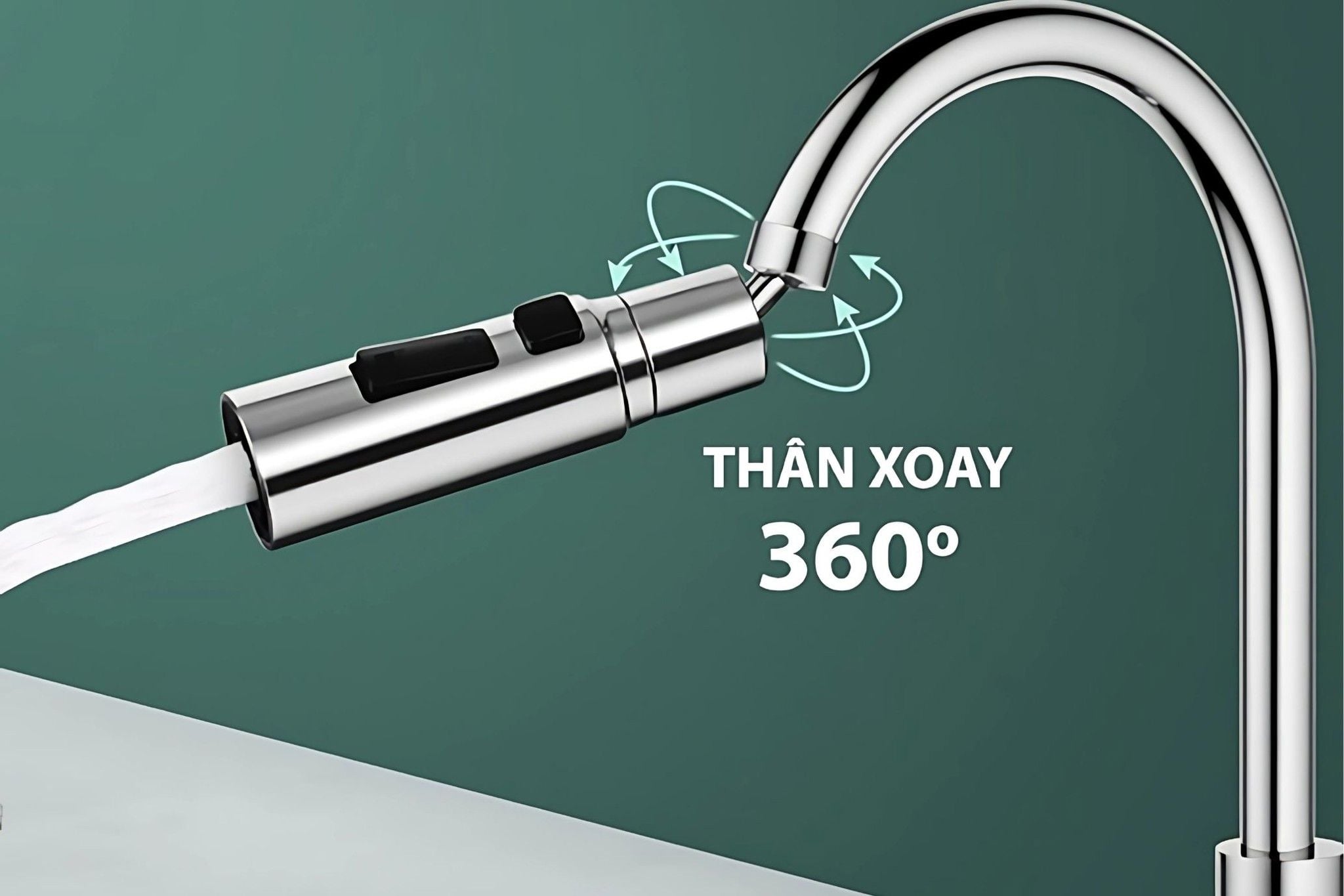 Thân vòi xoay 360°