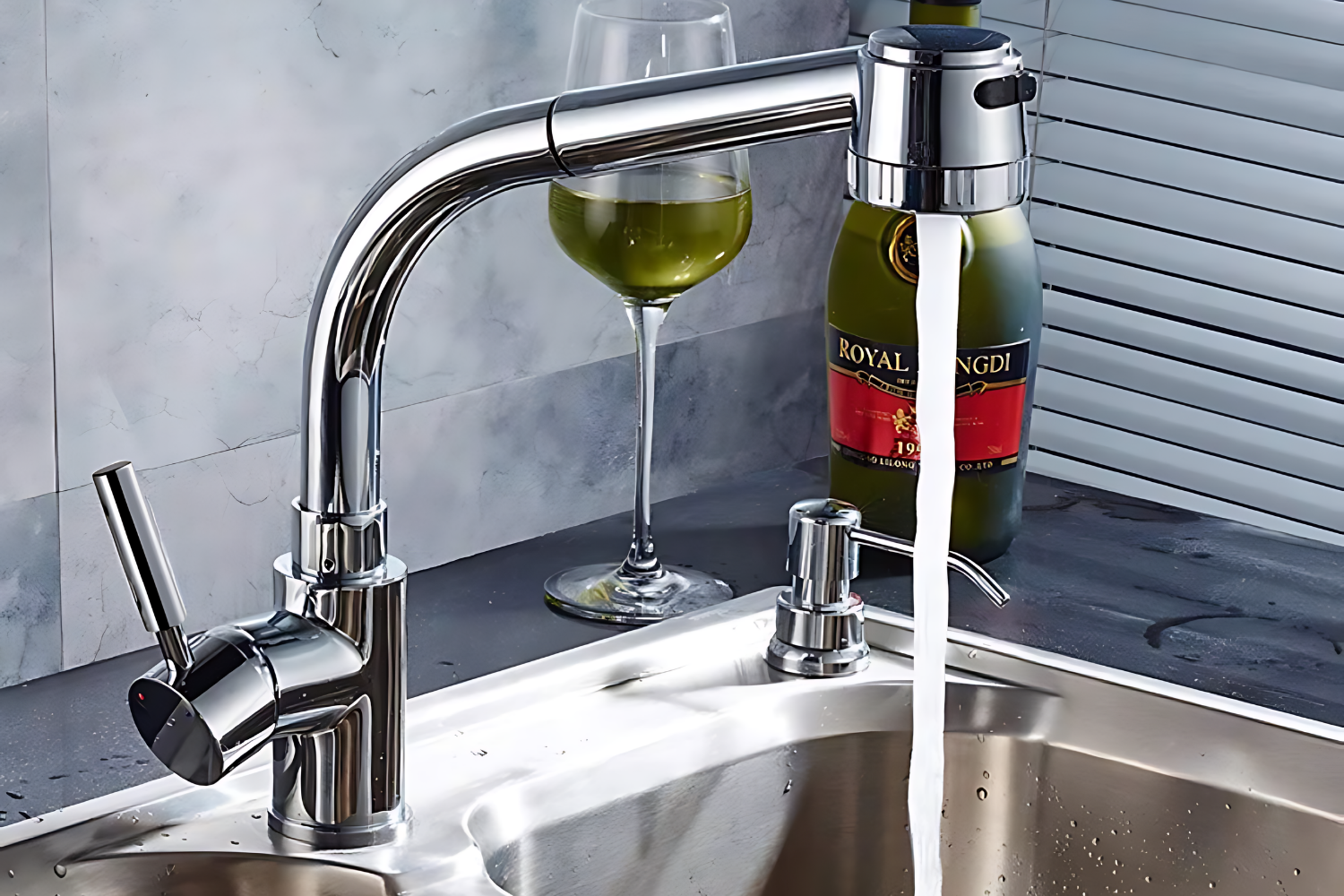 Vòi rửa bát Eurosun có thể điều chỉnh chế độ phun&nbsp;chụm hoặc xòe