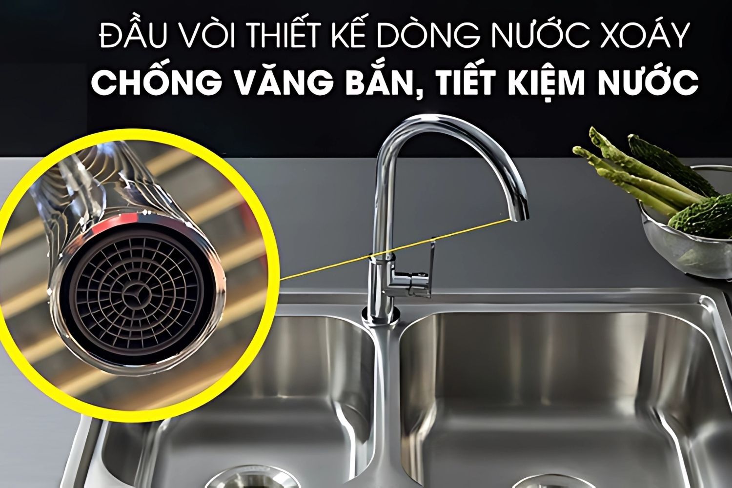 Đầu lọc giúp tiết kiệm nước đồng thời vẫn duy trì áp lực rửa hiệu quả