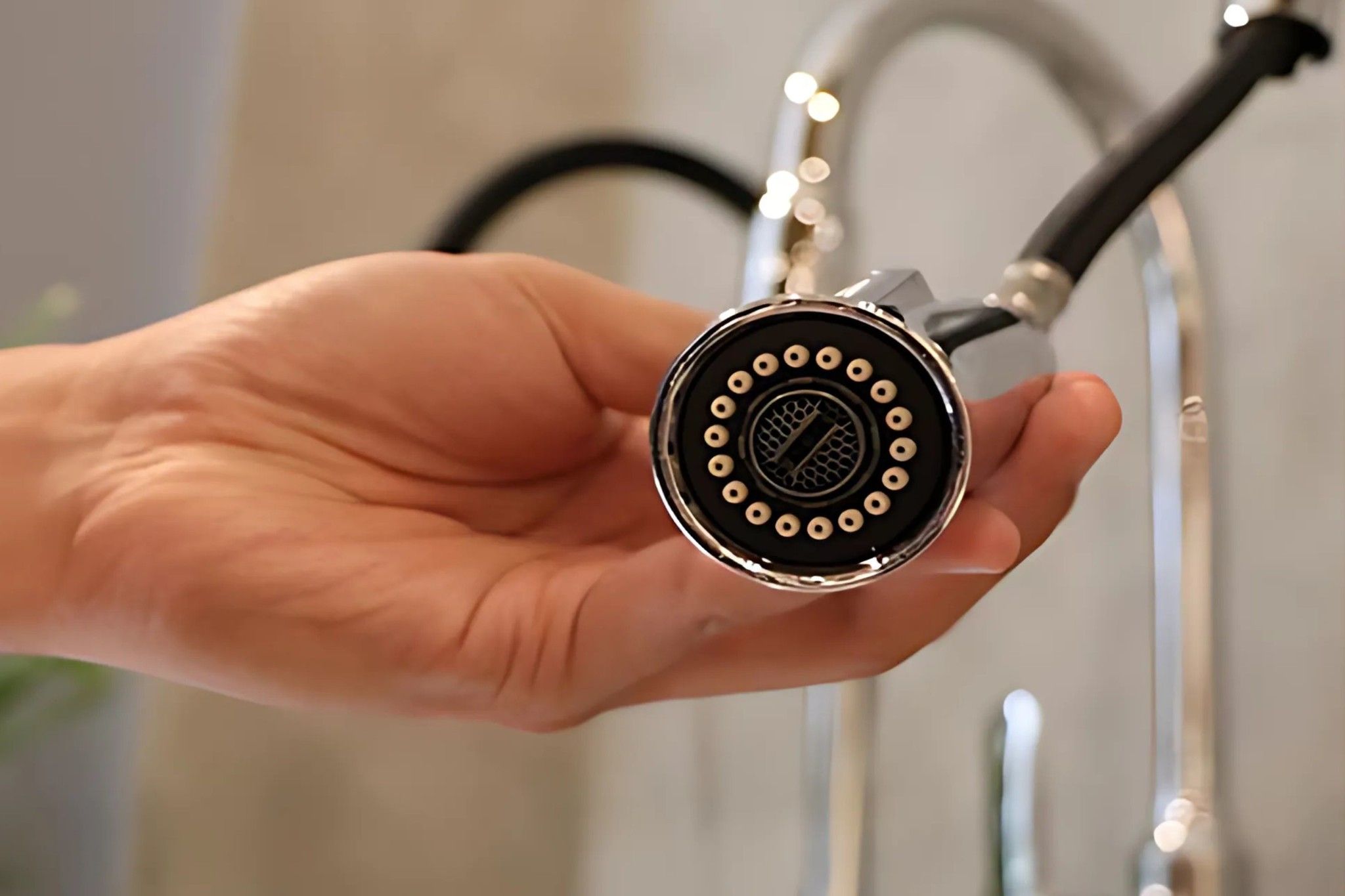 Bộ lọc tạo bọt có thiết kế dạng lưới mịn (tổ ong)&nbsp;được đặt ngay&nbsp;đầu vòi