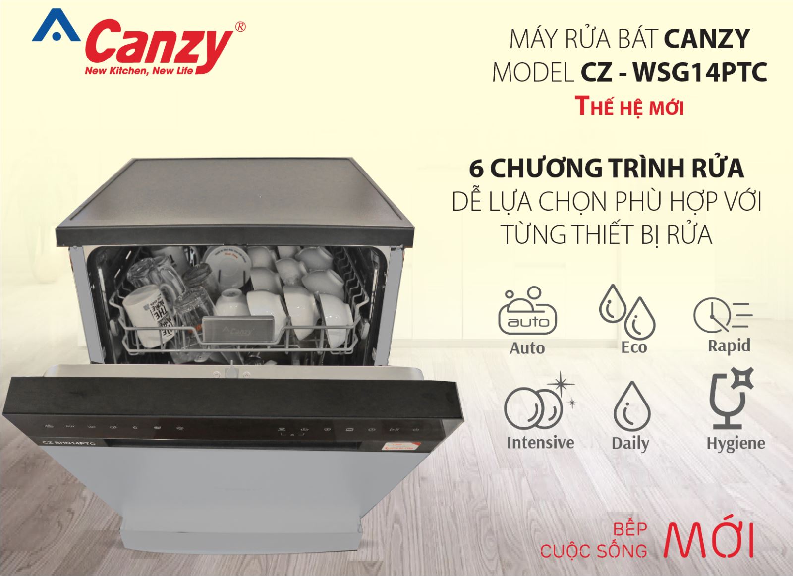 6 chương trình rửa đa dạng, đáp ứng mọi nhu cầu