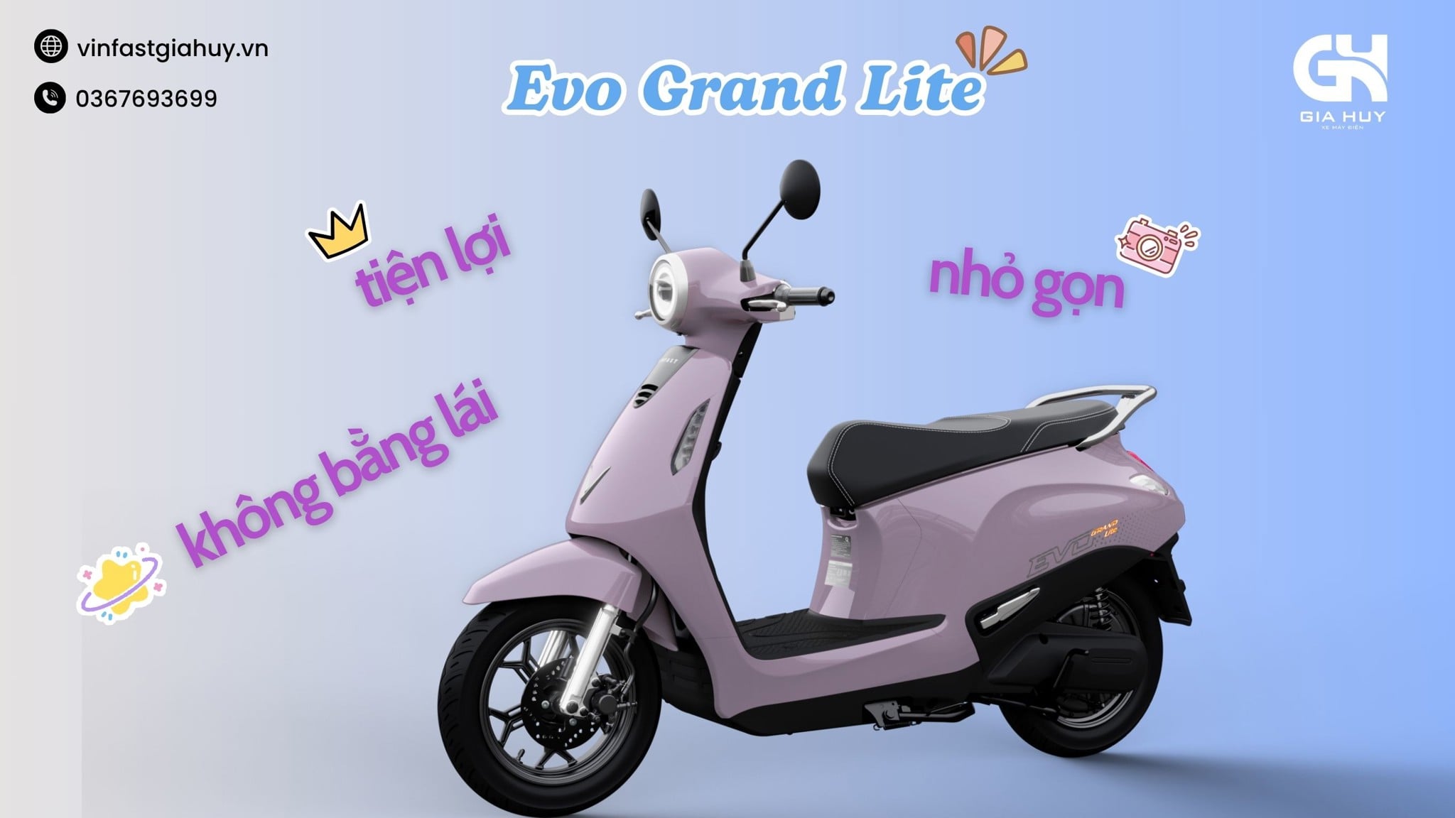 VinFast tiếp tục ra mắt dòng xe không cần bằng lái Evo Grand Lite gọn