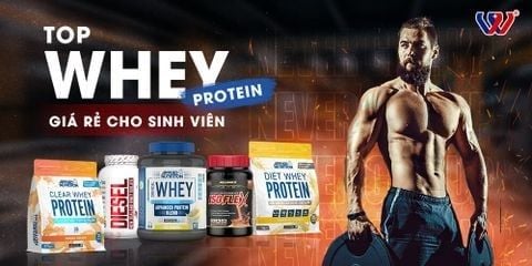 Whey giá rẻ cho sinh viên, so theo tổng đạm mỗi hộp