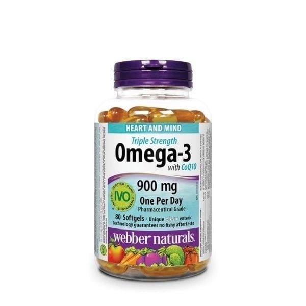 Webber Naturals Triple Strength Omega3 CoQ10 900mg 80 viên