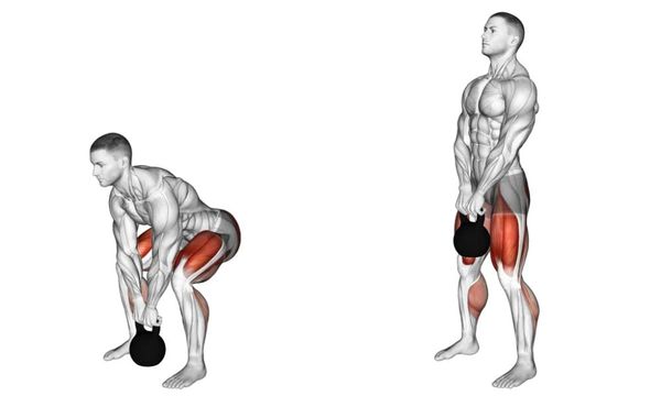 Động tác thực hiện Romanian Deadlift với tạ chuông