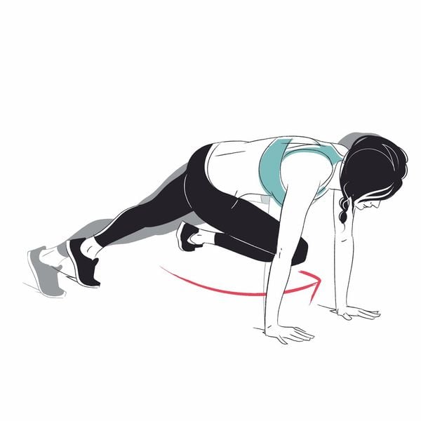 bài tập thắt eo cho nữ: Plank High Knee Twist