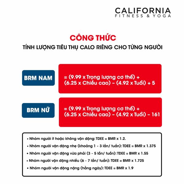 Công thức tính lượng calo tiêu thụ để giảm mỡ