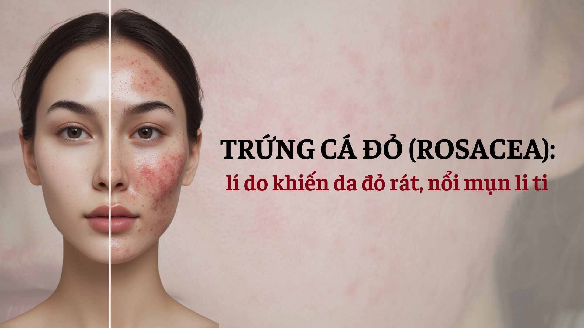 TRỨNG CÁ ĐỎ (ROSACEA) – KHI DA MẶT KHÔNG CHỈ LÀ NỖI ĐAU NGOẠI HÌNH