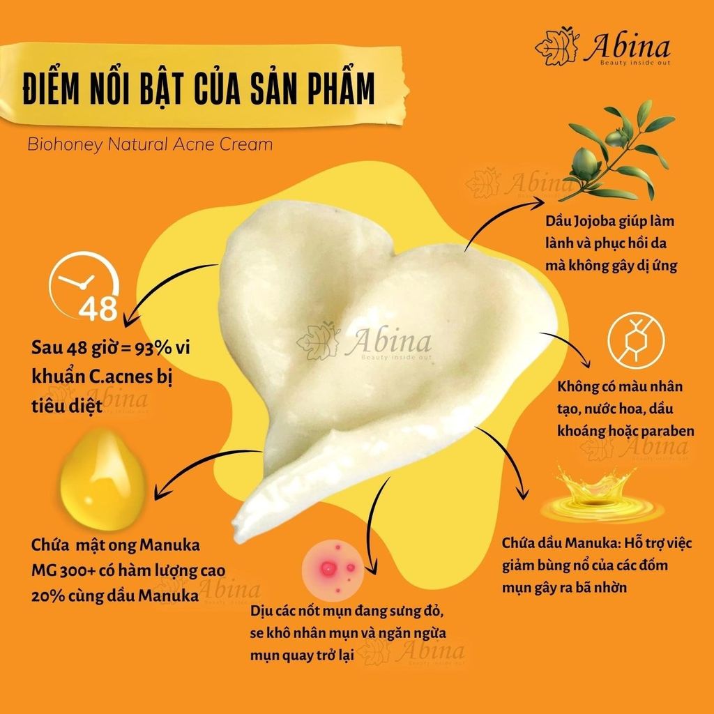 Điểm nổi bật Kem mụn mật ong acne cream Biohoney