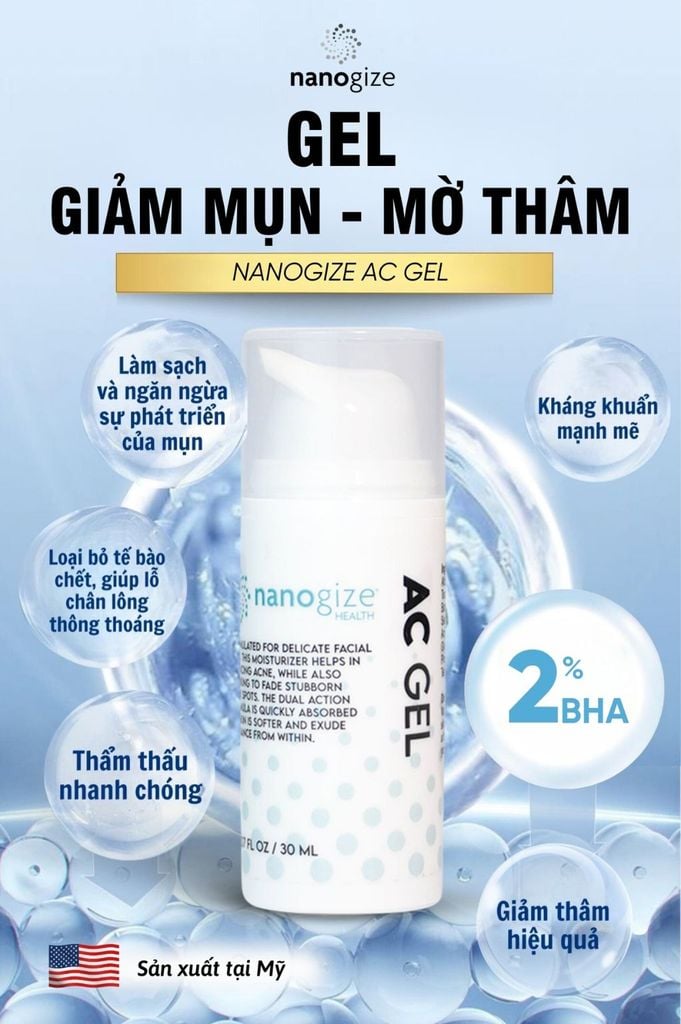 AC gel từ Nanogize giúp giảm mụn giảm thâm