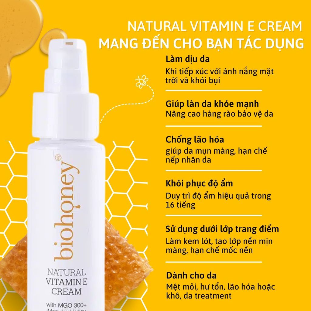 Kem bổ sung Vitamin E Biohoney Natural Vitamin E Cream