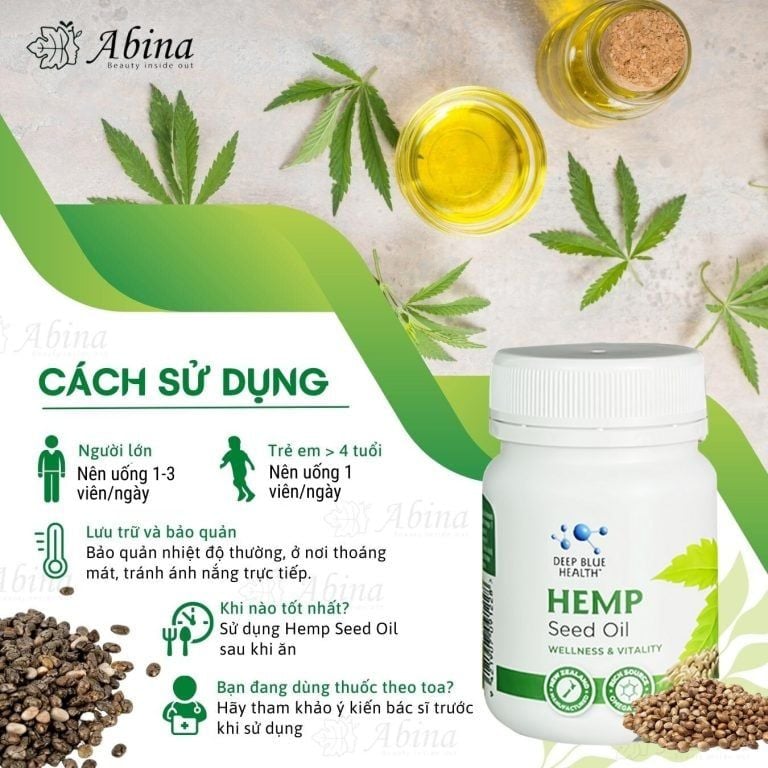 Cách dùng Viên tinh dầu hạt gai dầu Hemp Seed Oil nhà Deep Blue Health