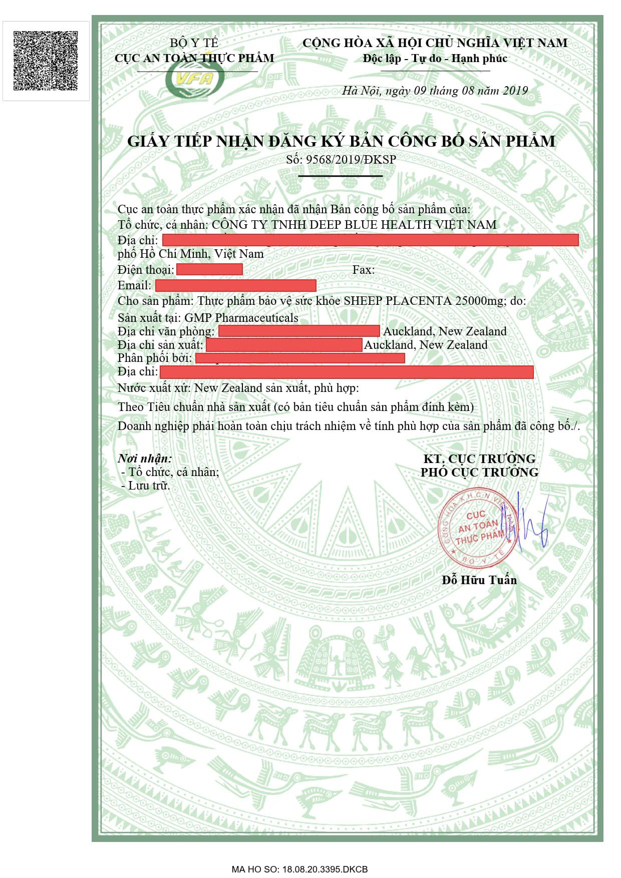 Nhau thai cừu ANM Giấy công bố