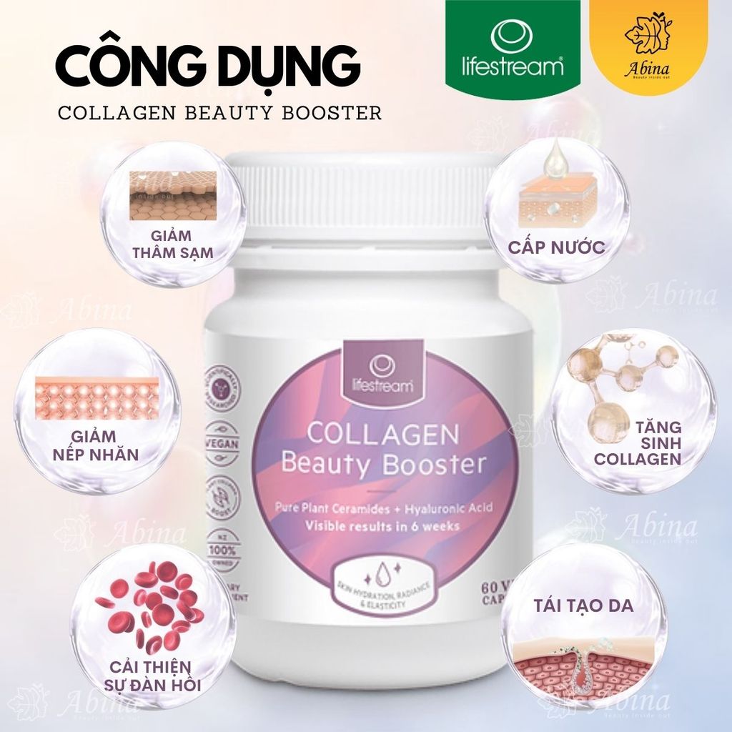 Viên collagen chay giúp sáng da Lifestream Collagen Beauty Booster