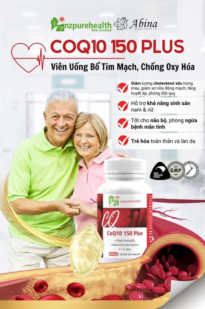Viên uống Bổ Tim Mạch, chống oxy hóa CoQ10 150 Plus Nz Pure Health