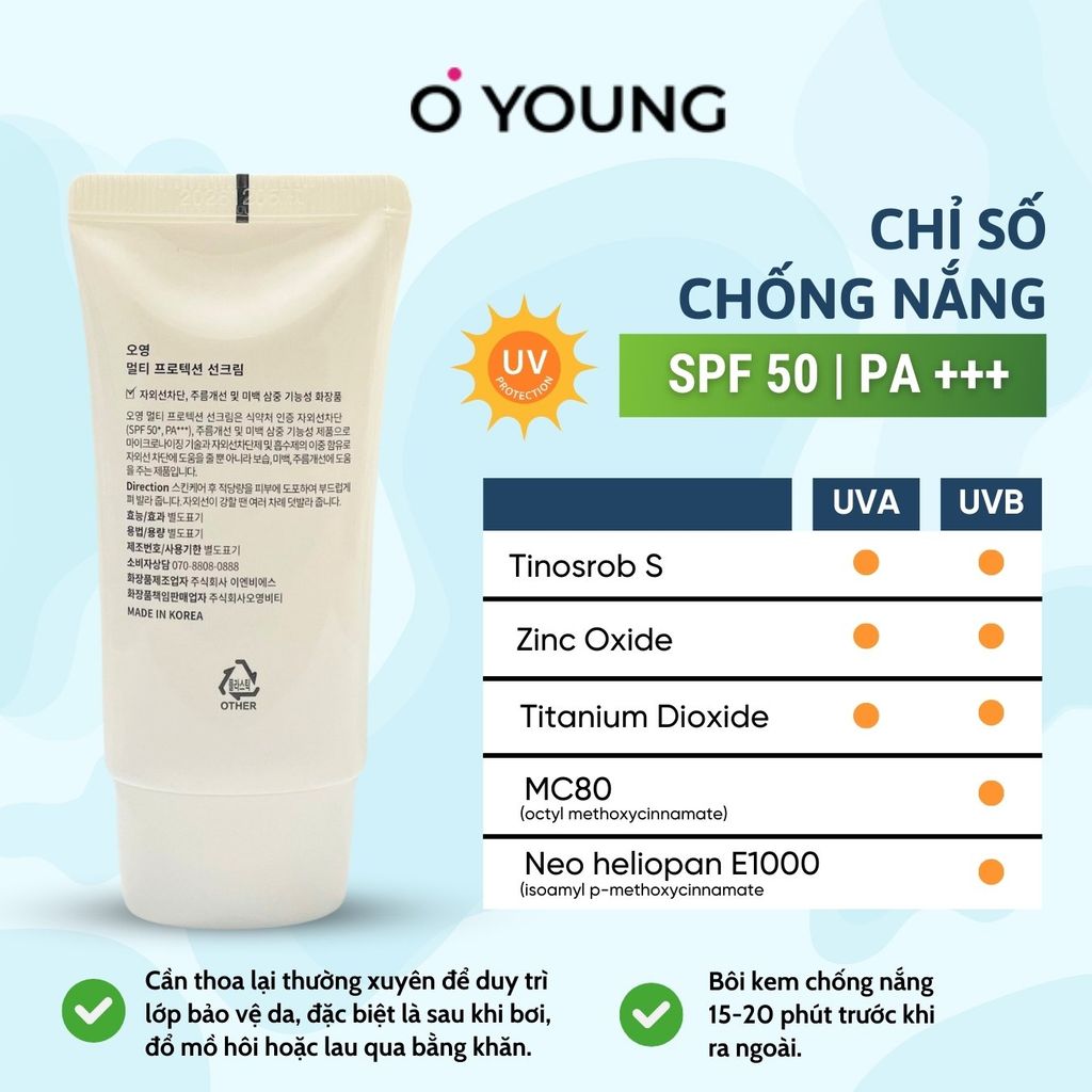 Kem chống nắng Oyoung Multi Block Cream SPF50++++ xuất xứ Hàn Quốc