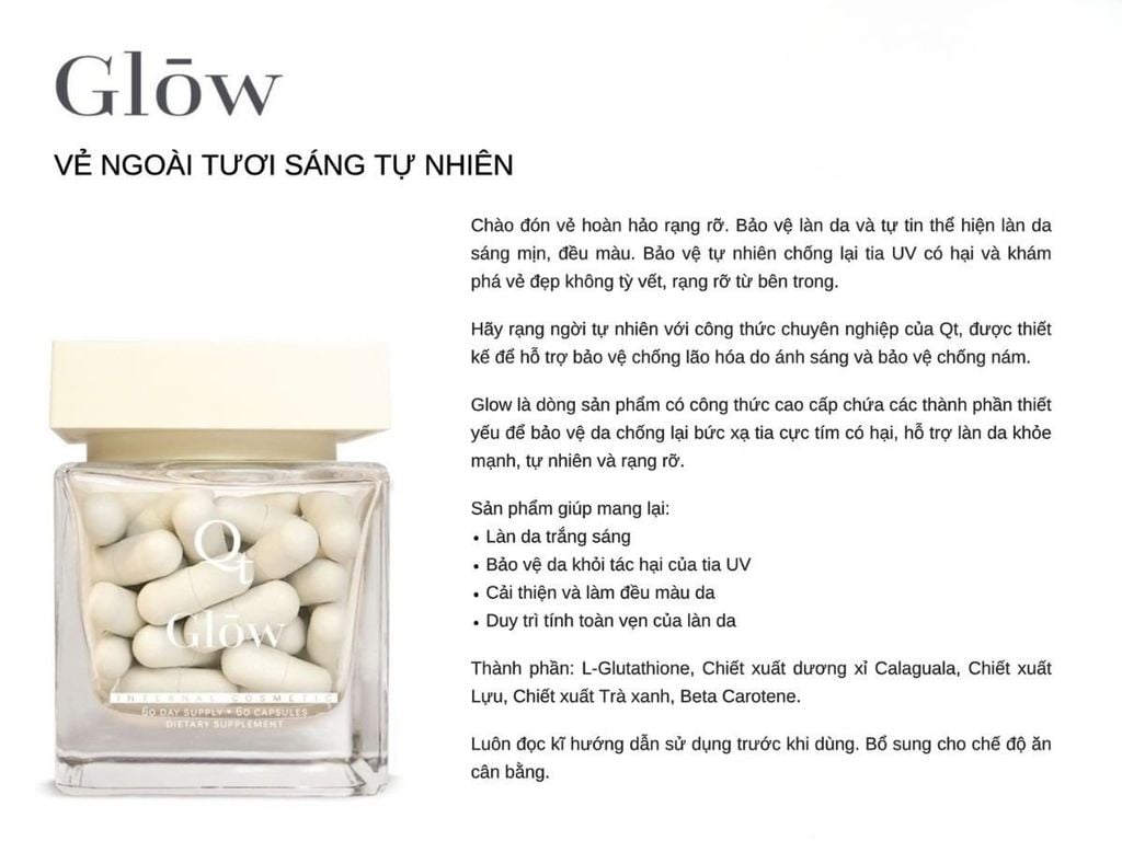 Viên uống trắng da, chống nắng toàn thân QT Glow (60 viên)