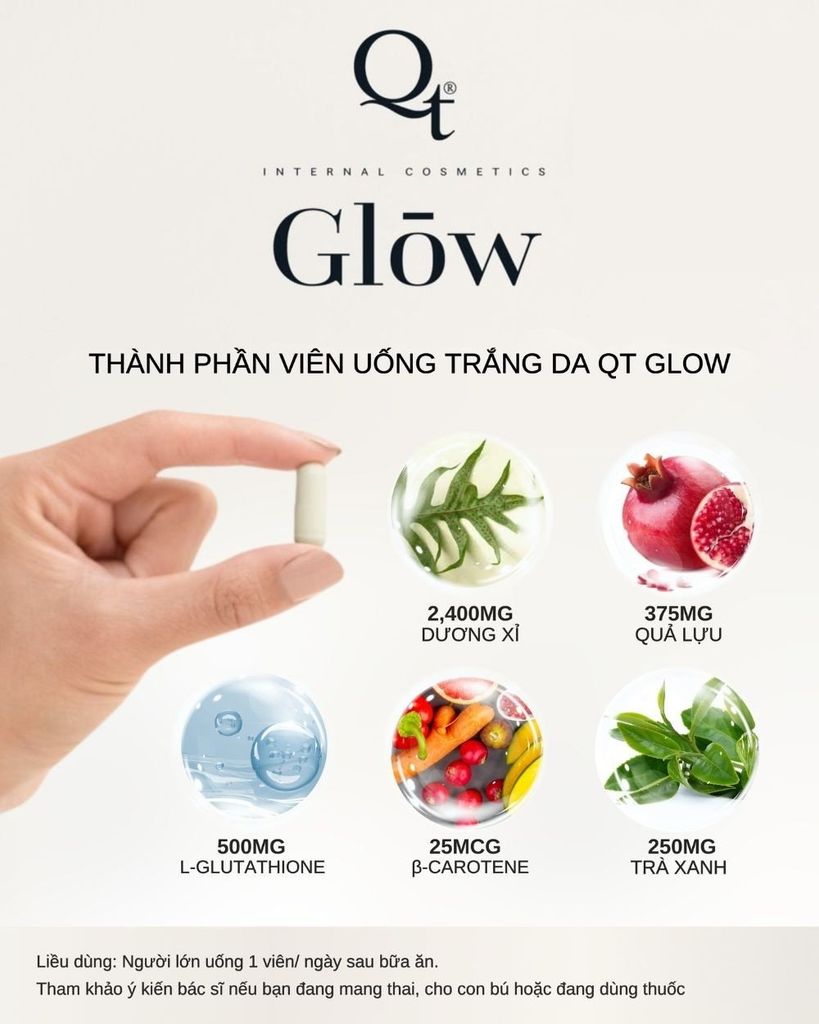 Viên uống trắng da, chống nắng toàn thân QT Glow (60 viên)