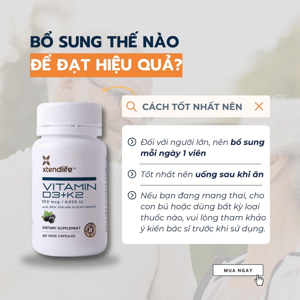 Viên uống bổ khớp, khỏe tim Vitamin D3+K2 XtendLife