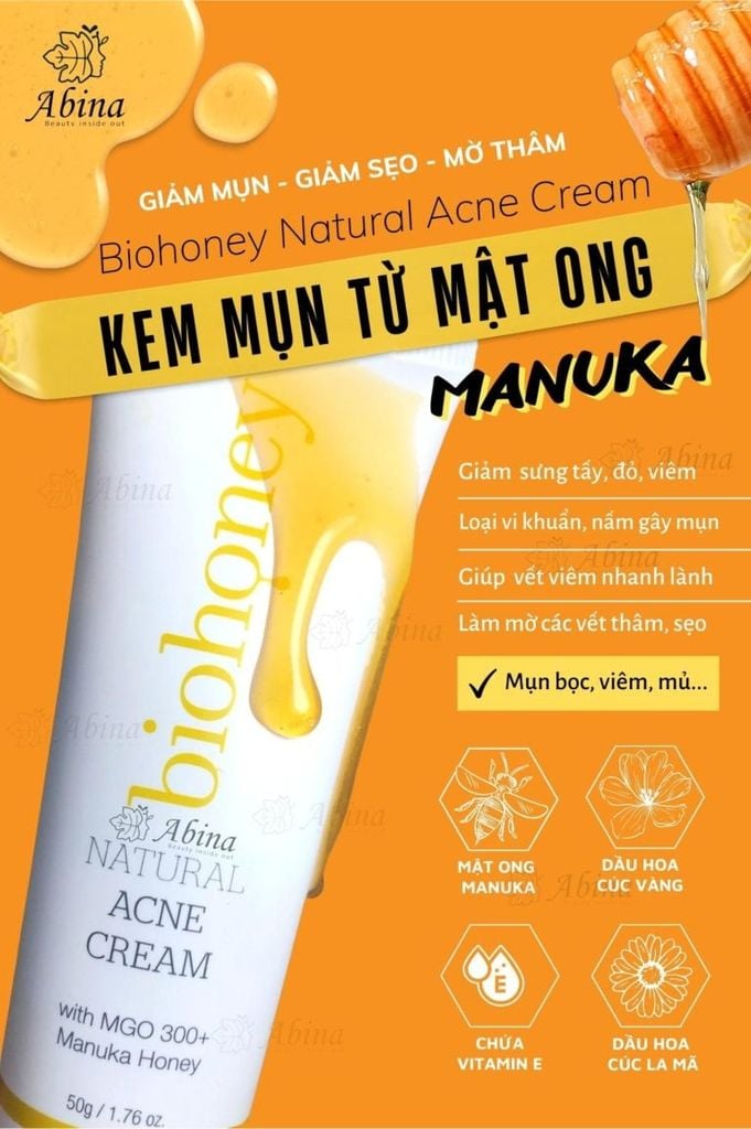 Kem mụn mật ong acne cream Biohoney