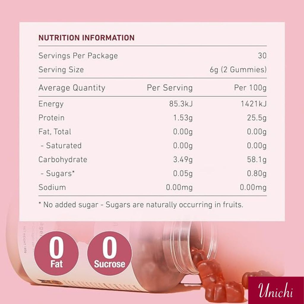 Kẹo Dẻo Bổ Sung Collagen Unichi Rose Collagen Gummy 60 Viên